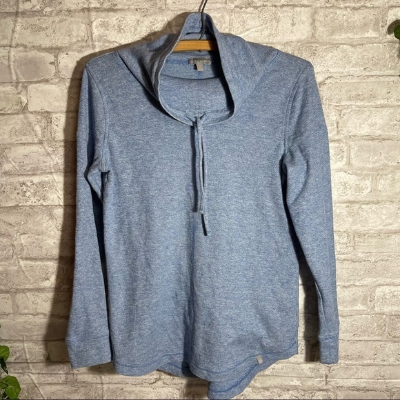 T BY TALBOTS Pullover Sz S Petite Blue Textured Cowl - Picture 1 of 9